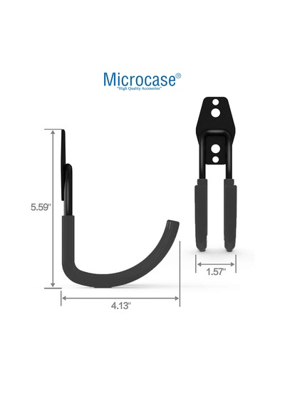 Microcase Çok Amaçlı J Tipi Pvc Kaplamalı Kaymaz Metal Askılık Ağır Yük Askısı Depo Garaj Bahçe 3 Adet - Al5874 Siyah