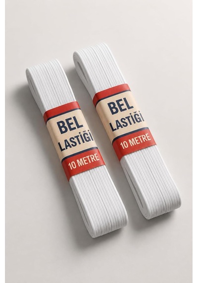 20 Metre Beyaz Yassı Lastik 0.80 Cm Bel Paça Don Lastiği Açık Dore