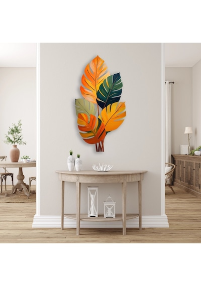 Tropikal Yapraklar - Metal Tablo - Dec0155 43 X 80 Cm Çok Renkli