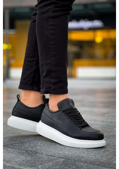 Ay Mood Jy814 Axel Bağcıklı Cilt Erkek Günlük Sneaker Ayakkabı Cbt Siyah