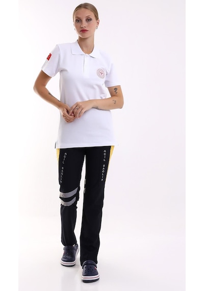 112 Acil Sağlık Yakalı Tshirt Kısa Kol Baskılı - Beyaz-12762 Beyaz