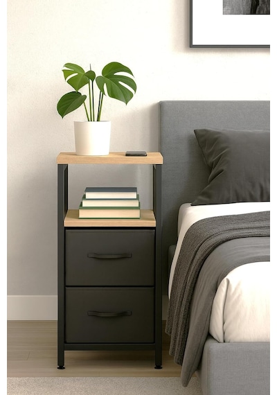 Miyuhome 2 Raflı Komodin Deri Çekmeceli Düzenleyici Yatak Odası Organizer Metal Komodin Antrasit Diğer Miyuhome 2 Raflı Komodin Deri Çekmeceli Düzenleyici Yatak Odası Organizer Metal Komodin Antrasit Diğer