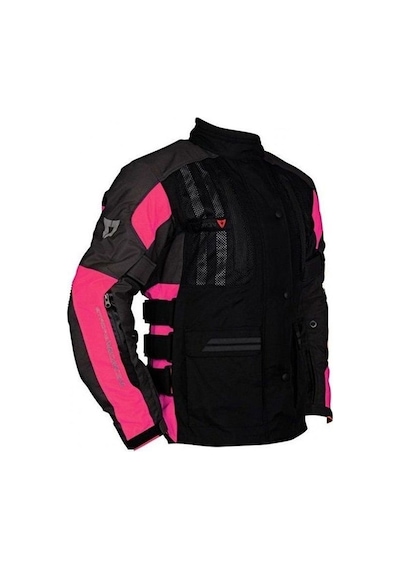 Venom Motosiklet Montu Women Tourex 4 Mevsim Ce Sertifikalı Touring Long Motor Lady Mont Siyah-pembe Çok Renkli