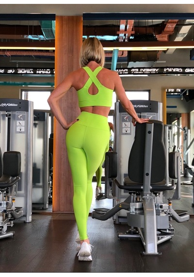 Lismina Neon Yeşil Ekstra Yüksek Bel Toparlayıcı Spor Tayt Yeşil