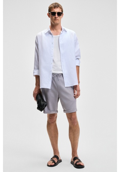 Grimelange YOURI Erkek Beli Lastikli Arka Tek Cepli Relaxed Fit Lila Şort
