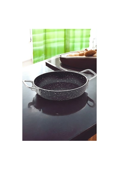Gökdil Cantef Yanmaz Yapışmaz 24 Cm Metal Kulplu Granit Omlet Tava Siyah