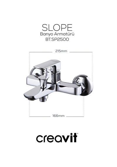 Creavit Slope Lavabo Banyo Eviye Bataryası 3'lü Set SP1500-SP2500-SP8502 Krom