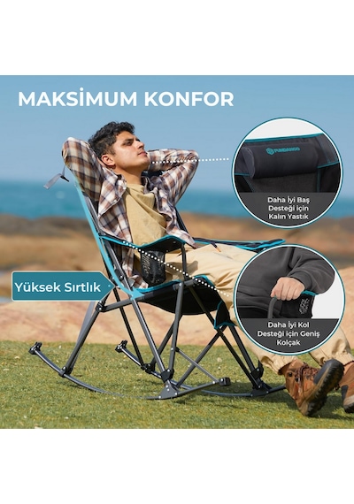 Fundango Berlin Classic Chair Plus Sallanan Katlanır Kamp Sandalyesi Blk/grey Siyah - Gri