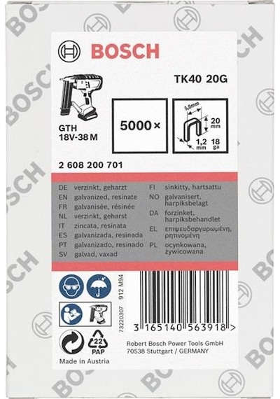 Bosch Tk40 20g Dar Zımba Teli 5,8x20 Mm 2608200701
