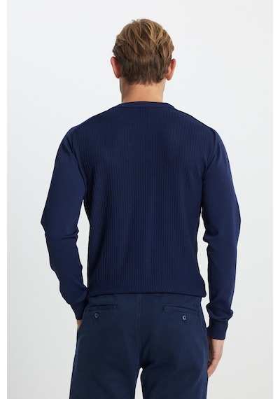 AC&Co / Altınyıldız Classics Erkek Lacı Standart Fit Normal Kesim Bisiklet Yaka Jakarlı Triko Kazak Lacı
