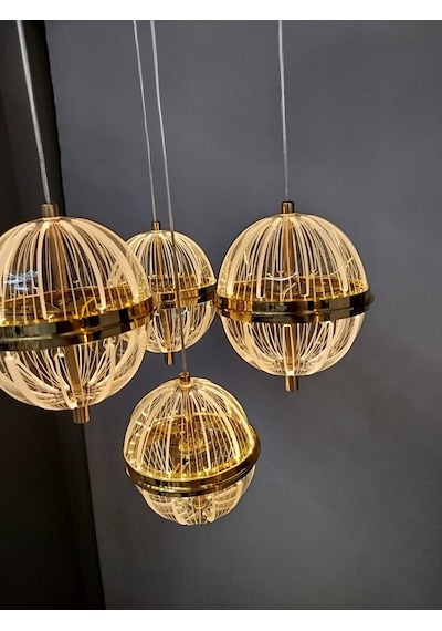 Modern Led Sarkıt Avize4 Lu Sarı