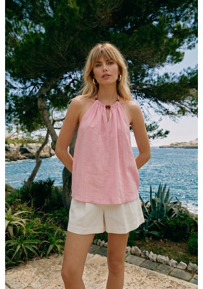 Sateen Aksesuar Detaylı Bluz - Pembe-137622