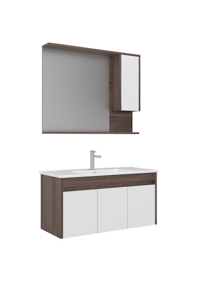 Orka Serra 100 Cm Navaro/beyaz Banyo Dolabı Alt Modül Ve Lavabo Navaro/beyaz