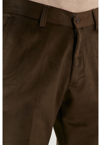 Buratti Normal Bel Regular Fit Düz Paça Erkek Kadife Pantolon 645Merlin Haki