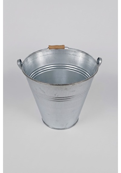 Metal Dekoratif Kova 10 Litre - 28 Cm Çok Amaçlı Saplı Galvaniz Saksılık Ve Düzenleyici Renksiz
