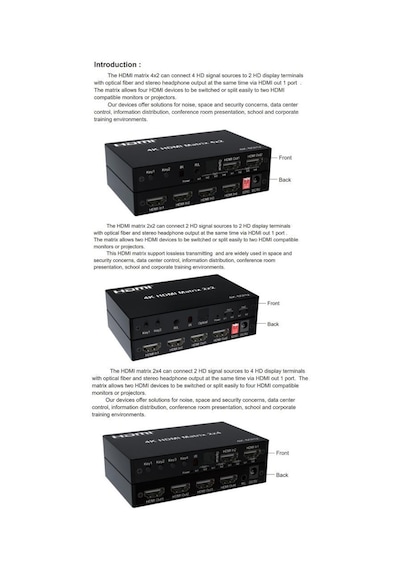 Novacom Nvc-hdmx4 4x2 Hdmı Matrix 4k 60hz