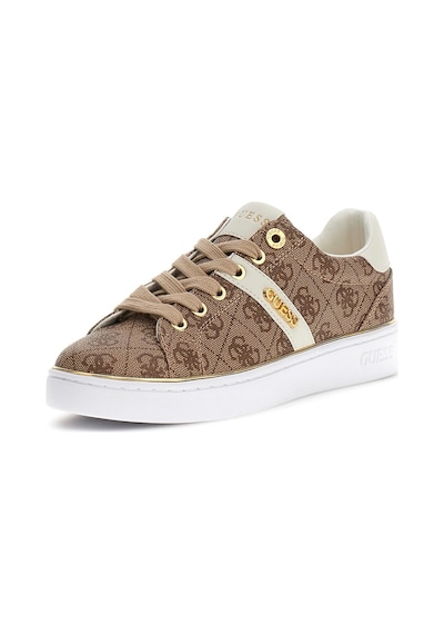 Guess Kadın Britz Monogram Desenli Metalik Detaylı Sneaker - Bej 4221502