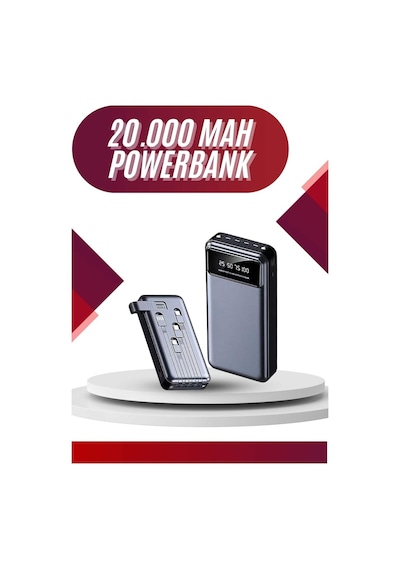 4 Çıkışlı 20.000 Mah Powerbank Uzun Pil Ömürlü Taşınabilir Çr 73016052