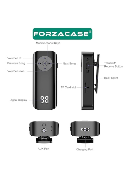 Forzacase Bluetooth 5.3 Ses Alıcı Verici Aux Kablosuz Audio Adaptör, Araç Ve Tv Uyumlu - Fc1196 1 Adet
