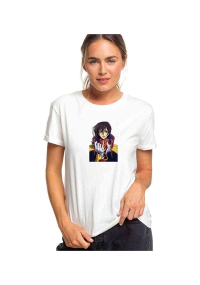 Anime One Baskılı Beyaz Kadın Tshirt