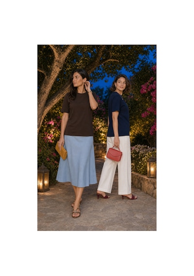 Modi Green Premium Oysho Model 2'li Unisex Regular Oversize Sıfır Yaka Tişört - Kahverengi - Lacivert Modi Green Premium Oysho Model 2'li Unisex Regular Oversize Sıfır Yaka Tişört - Kahverengi - Lacivert