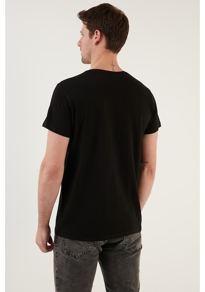 Buratti Pamuklu Slim Fit Bisiklet Yaka Erkek T Shirt 541Wind Siyah