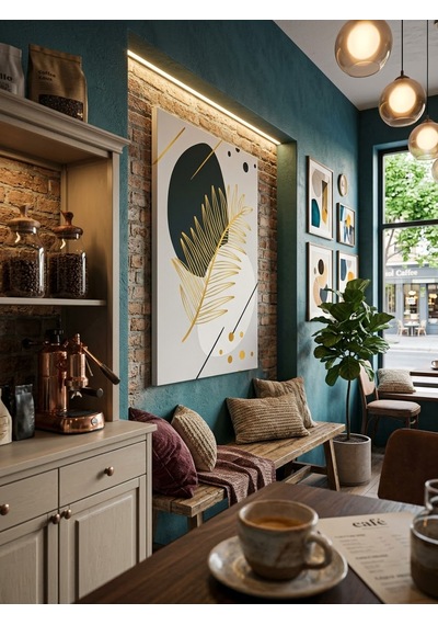 Tablo 60x90 Cm Büyük Boy Kafe Ve Salon Hediyelik Duvar Aksesuarı Beyaz - Yeşil