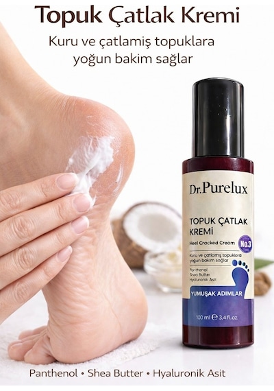Topuk Çatlak Kremi Shea Yağı & Hyaluronik Asit İçerikli Yoğun Nemlendirici Bakım Kremi 100 Ml