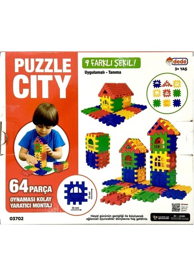 Dede Puzzle City 3d Yapı ve Tasarım Blokları 64 Parça