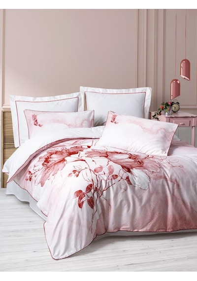 Cotton Box Çift Kişilik Elit Saten Nevresim Takımı Gules Kırmızı