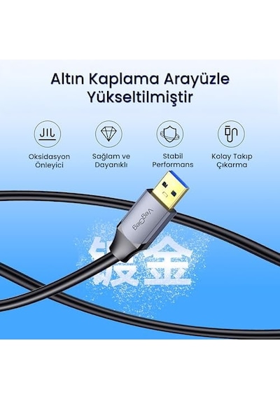 Usb 3.0 Uzatma Kablosu Sinyal Güçlendirici Extender Destekli Usb-a Uzatıcı Kablo 5 Metre