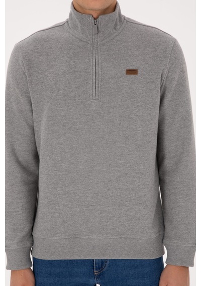 U.S. Polo Assn. Erkek Regular Fit Yarım Fermuarlı Gri Melanj Basic Sweatshirt 50313802-VR086 U.S. Polo Assn. Erkek Regular Fit Yarım Fermuarlı Gri Melanj Basic Sweatshirt 50313802-VR086