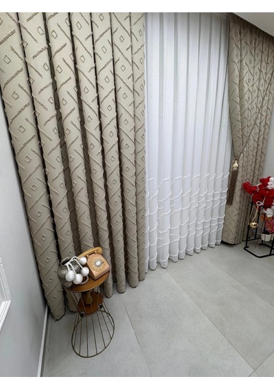 Nivemeshome Sedef 3-0006 Vizon 1/3 Pileli Fon Perde 90x260