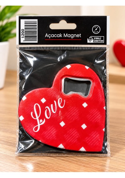 Aşk Temalı Kalp Buzdolabı Magneti-kırmızı 8x8cm
