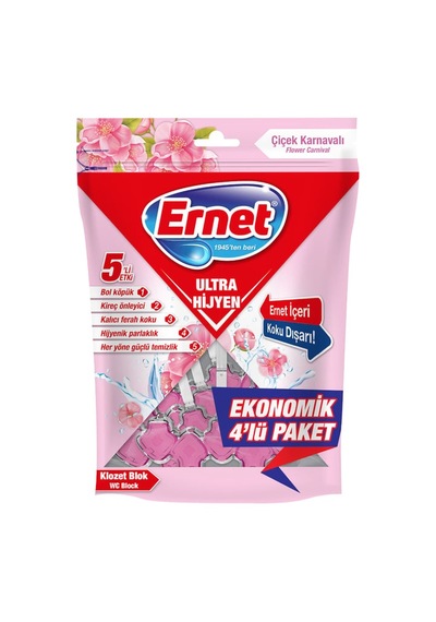 Ernet Ultra Hijyen Klozet Blok Çiçek Karnavalı 4x50 Gr 14'li Paket