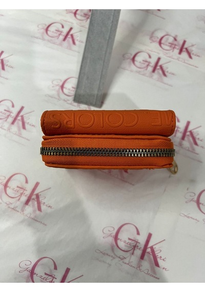 Gk Gamzelirenklerim Luxury Fashıon&accessorıes Kabartma Yazılı Cüzdan Mini- Çok Bölmeli Turuncu