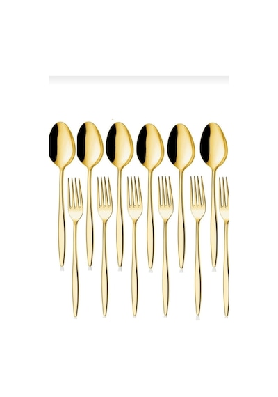 Carmen Titanyum Gold 6 Adetyemek  Kaşık 6 Adet Yemek Çatal Gold