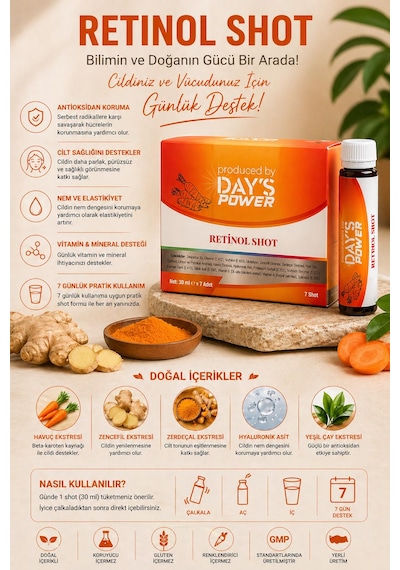 Day S Power Retinol Shot 7 Adet - Glutatyon, Hyaluronik Asit & Vitamin A Destekli