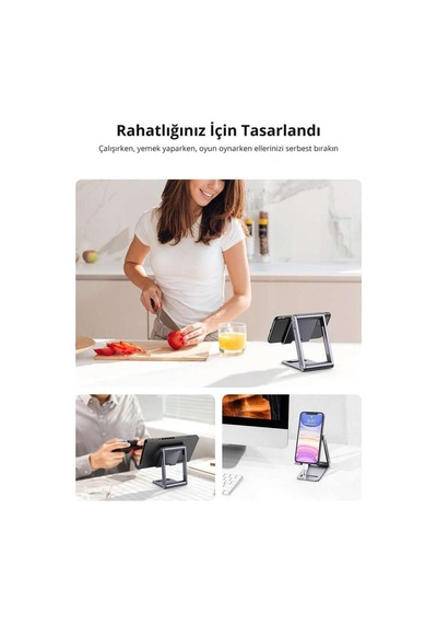 Ugreen Alüminyum Masaüstü Telefon Tablet Tutucu Stand Gri