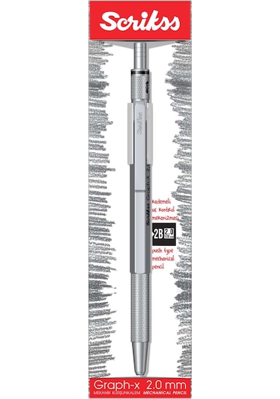 Scrikss Graph-x 2b 2.0 Saten Gri Gizli Uç Mekanik Kurşun Kalem