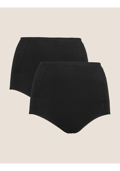 Marks & Spencer 2'li Sıkı Kontrol Tam Külot T32001613 Siyah