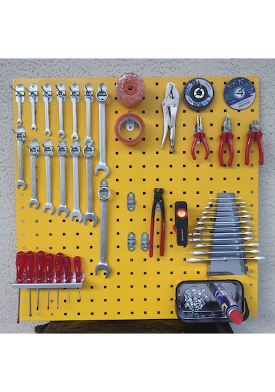 90 Cm Metal Askı Panosu Ve Kanca + Tornavidalık + Anahtarlık Seti Sarı Renk 90
