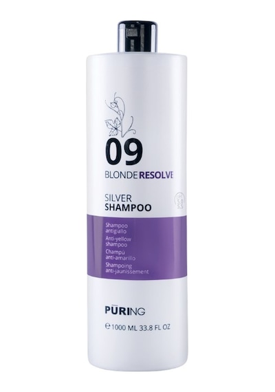 Purıng 09 Blonderesolve Sarı Gri Platin Saçlar İçin Turunculaşma Karşıtı Mor Silver Şampuan 1000ml Boyalı / Röfleli