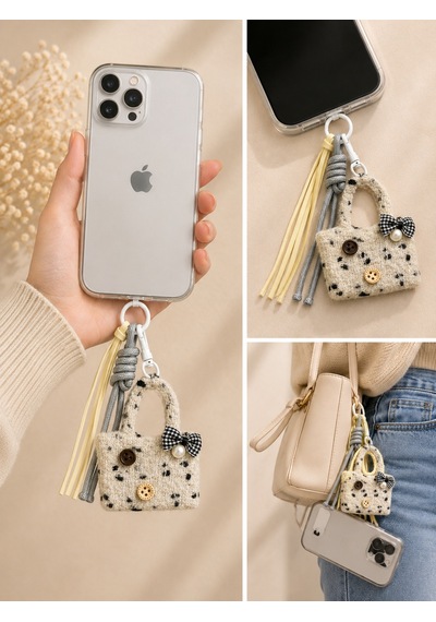 Kumru Studio Mini Çanta Charm Gri Telefon Ve Çanta Aksesuarı