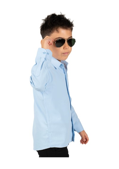 Mnk Baby & Kids Düz Renk Erkek Çocuk Gömlek Mnk0575 Mavi