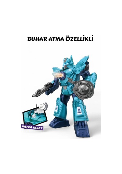 Işıklı Müzikli Savaşçı Robot 34 Cm Büyük Boy Oyuncak - Mavi/kırmızı
