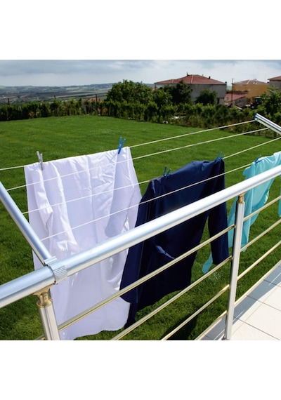Pakas Balkon Çamaşır Kurutma Askısı Yuvarlak Küpeşte Pks 01 Gümüş