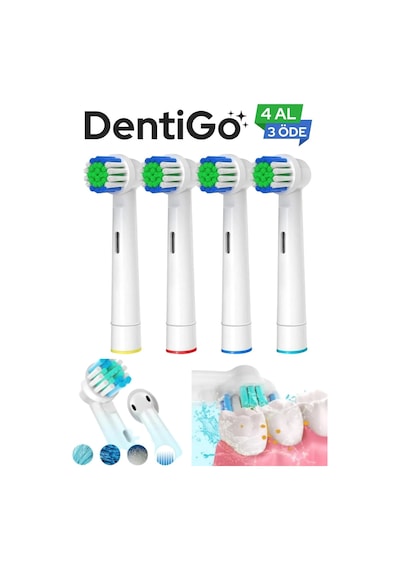 Braun - Oral B Şarjlı Ve Pilli Diş Fırçası Uyumlu 4 Adet Yedek Başlık
