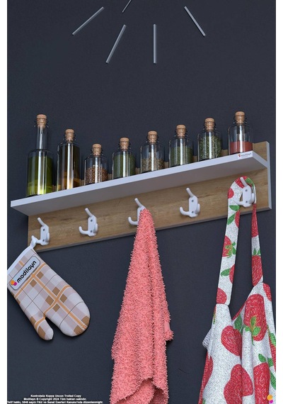 Kedi 15 Kancalı Mutfak Askısı 3'lü Set 66,4x19 Cm - Şık Tasarım, Çok Amaçlı Düzenleyici Ve Yer Tasarrufu 70 Cm