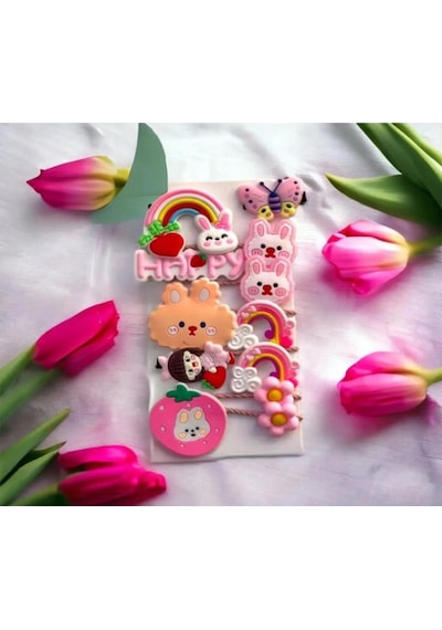 Batu Kız Bebek Ve Çocuk Figürlü Toka Seti Pembe